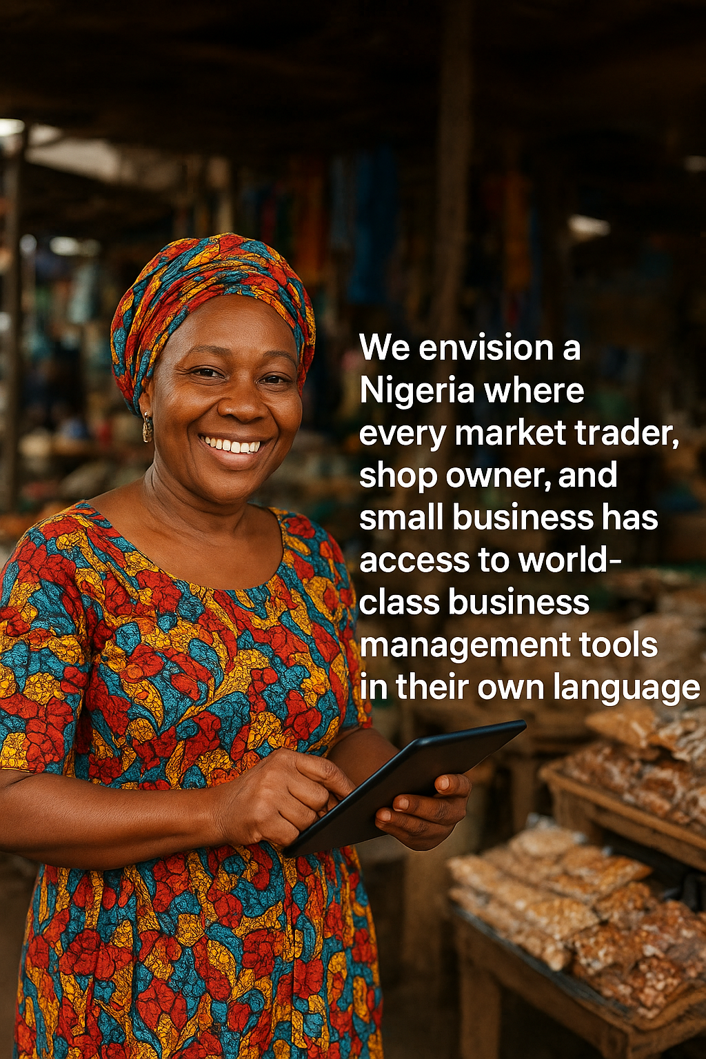 We envision a Nigeria where every market trader, shop owner, and small business has access to world-class business management tools in their own language